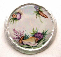 Trivet with hand painted shells and mother of pearl